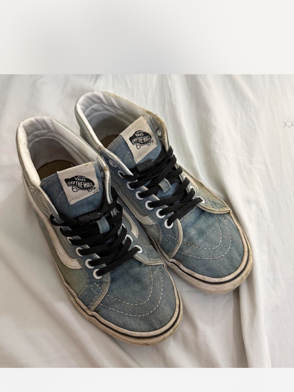 Vans Denim-Look High-Top Sneakers with Black Laces